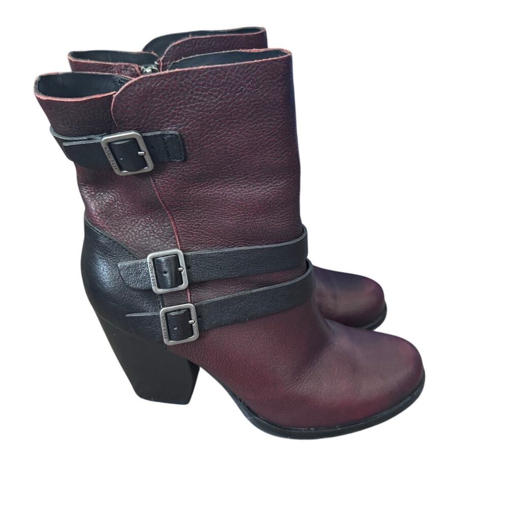 Kork-Ease Anki red and black leather moto ankle boots